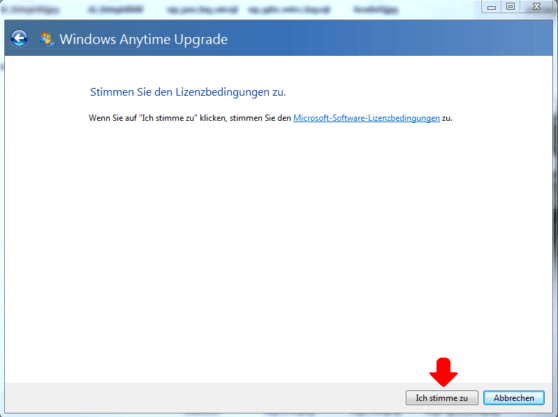 Windows 7 Home Upgrade Lizenzzustimmung