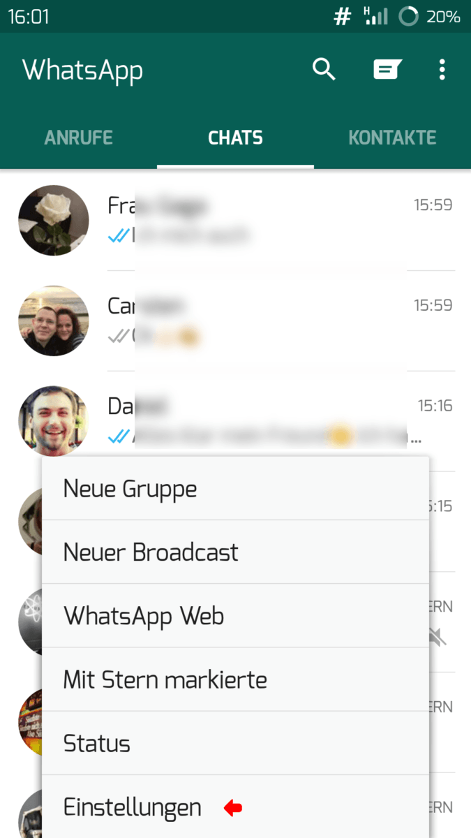 WhatAapp Einstellungen