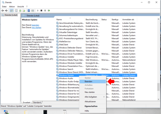 Windows Update beenden Windows Update beenden