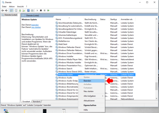 Windows Update beenden